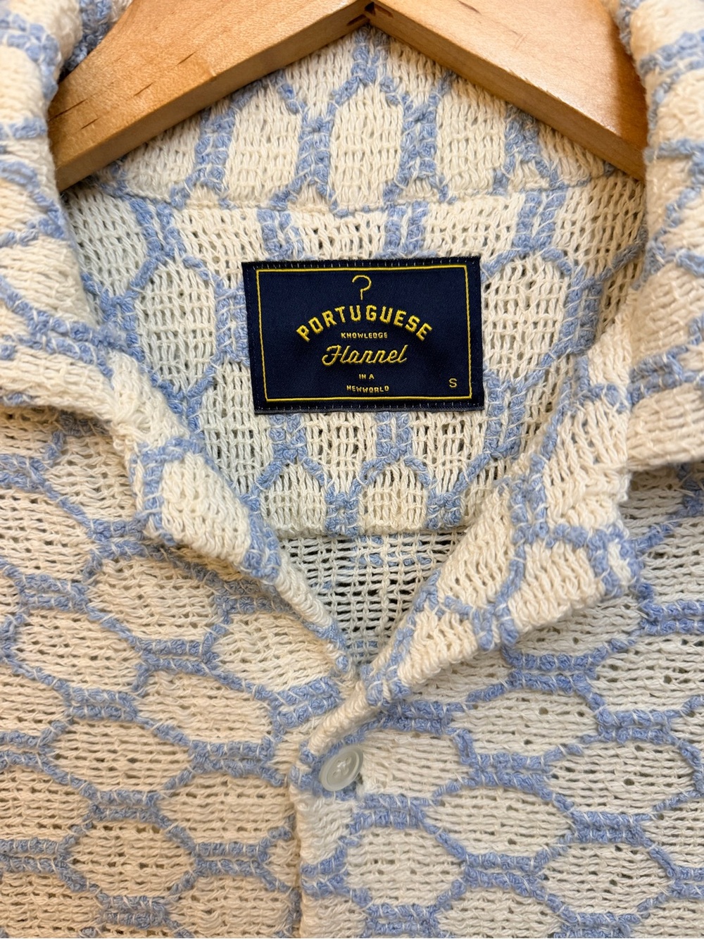 Portuguese Flannel Men's Short Sleeve Knit Geometric Button-Up  S Quiet Luxury